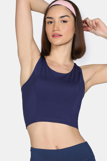 Buy Zelocity Medium Impact Longline Padded Sports Bra - Twilight Blue